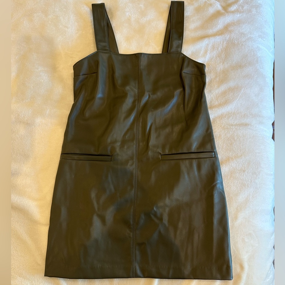 Abercrombie green leather mini dress